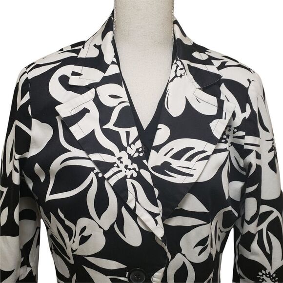 Patricr Christopher White Black Floral One Button Jacket Sz 14 - Picture 4 of 14